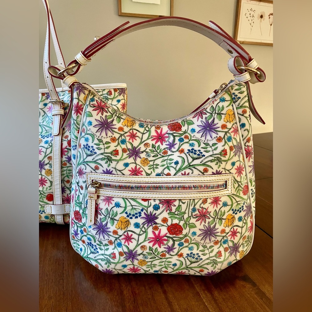Dooney & Bourke Floral Rainbow Zipper Set, Tote & Crossbody, Y2K Vintage